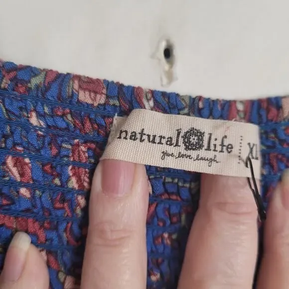 New Natural Life Tricia red and blue mixed floral maxi dress XL Cottagecore Boho - Picture 5 of 10